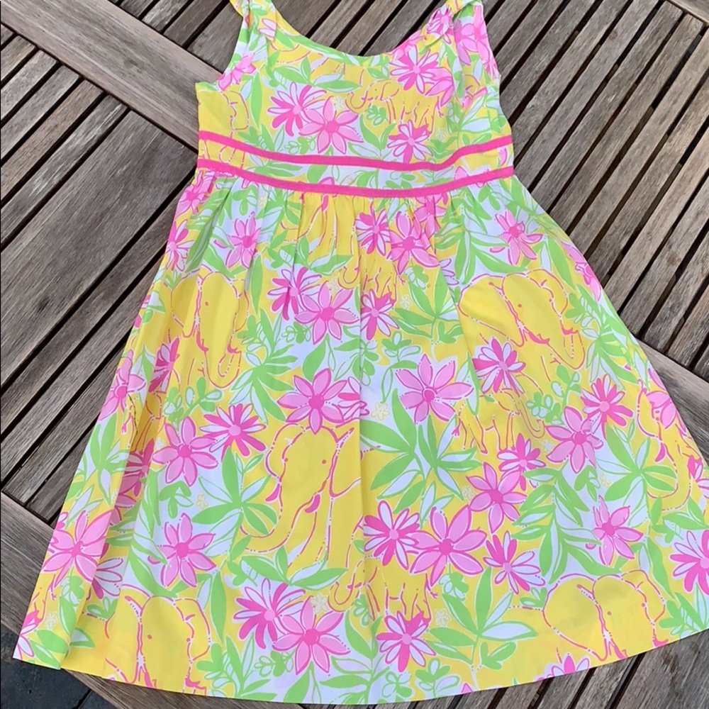 Lilly Pulitzer Elephant Dress 6X Garden Vista
